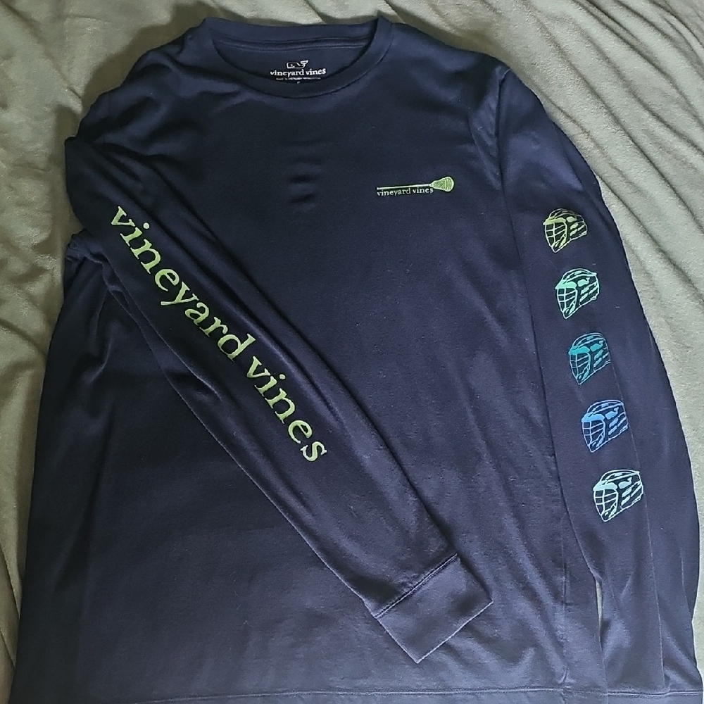 Vineyard Vines Dark Blue Shirt with Green and Blue Details